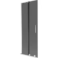 Mexen Velar L badwand scherm 2-delig schuifbaar 70 x 150 , grafiet, chroom - 896-070-003-41-01