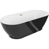 Mexen Roxy vrijstaande badkuip 180 x 85 , wit/zwart, overloop goud - 51201808575-50