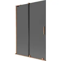 Mexen Velar L badwand 2-vleugelig schuifbaar 120 x 150 , grafiet, geborsteld koper - 896-120-003-41-65