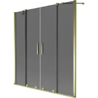 Mexen Velar Duo badwand 2-delige schuifwand 140 x 150 , grafiet, goud - 896-140-000-42-50
