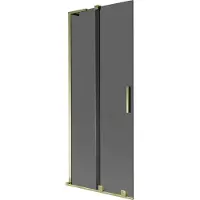 Mexen Velar L badwand-scherm 2-delige schuifdeur 80 x 150 , grafiet, goud - 896-080-003-41-50