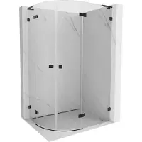 Mexen Lunar L halfronde douchecabine scharnierend rechts 100 x 90 , transparant, zwart - 833L-100P-090L-70-00