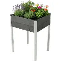 Floordirekt WPC-Hoogbed Salina - Antraciet - Op Poten 60 x 50 x 90 cm - Duurzaam Tuinbed - Weerbestendig & Onderhoudsvriendelijk - Ideaal voor Groenten, Kruiden & Bloemen