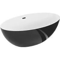 Mexen Nike vrijstaande badkuip 175 x 100 , wit/zwart, zwarte overloop - 54071751075-70