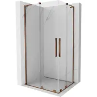 Mexen Velar L Duo schuifdouchecabine 100 x 90 , transparant, roze goud - 871-100-090-02-03-60