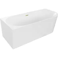 Mexen Mia vrijstaande hoekbad links 160 x 80 , wit, overloop goud geborsteld - 52691608000L-55