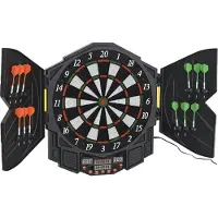 HOMCOM HOMdotCOM Elektronisch dartbord dartbord met deur incl. 4 LED 216 spellen 12 pijlen