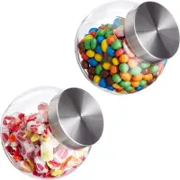Relaxdays glazen snoeppotten - set van 2 - 1,5 liter - voorraadpotten met rvs deksel