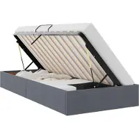 vidaXL Ottoman bedframe met opbergruimte, donkergrijs, 90 x 200 cm, fluweel