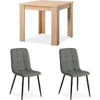Homestyle4u Eethoeken - 80x80 cm - met 2 stoelen van Grijs - Eettafel van natuurlijk