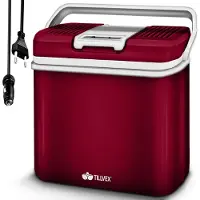 Tillvex elektrische koelbox 24L | Mini-koelkast 230 V en 12 V voor auto en camping | koelt & verwarmt | ECO-modus (Rood)