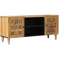 vidaXL TV Kast met plank Naturel 105 x 33 x 46 cm Massief Mango Hout