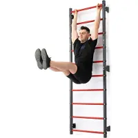 Marbo-sport Sport - Gymnastiekrek - Wall Bar - MH-U204 - 230 x 81 cm - Metalen wandrek voor fitness en revalidatie - Thuisgym en Home Gym - Rood-zwart
