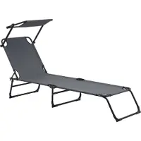 Casa.pro Ligbed ligstoel met zonneluifel 187x53x27 cm donkergrijs