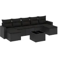 vidaXL 8-delige Loungeset met kussens poly rattan zwart