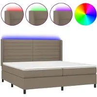 vidaXL Boxspring met matras en LED stof taupe 200x200 cm
