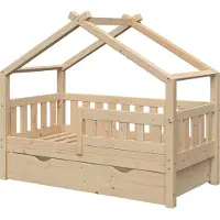 VitaliSpa Design Huisbed – 70x140 cm met lade Natuurlijk hout