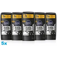 Nivea MEN Black & White Invisible Original Deodorant Stick 5 x 50ml – 48H Anti-Transpirant – Voordeelverpakking 5 Stuks