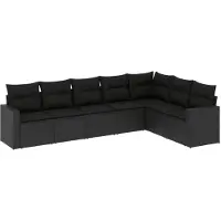 vidaXL 7-delige Loungeset met kussens poly rattan zwart