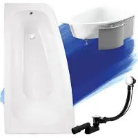 Badland LUNA hoekbad 150 x 80 cm links wit met styropor ombouw