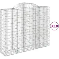 vidaXL Gabionen met boogvorm, 10 stuks, 200x50x160/180 cm, verzinkt staal