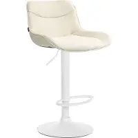 CLP Vonore Barkruk - Met rugleuning - Met voetensteun - Verstelbaar - Metalen frame - Stof - wit/creme