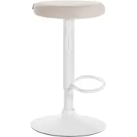 CLP Ponte Barkruk - Rond - Verstelbaar - Voetsteun - Velvet - Fluweel - wit/creme