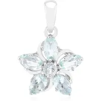 Cavill - Zilveren hanger 925 Sterling Zilver - Natuurlijke Braziliaanse Amblygoniet 0,995 ct - Elegante bloemvorm ovaal rond
