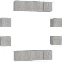 vidaXL 8-delige Tv-meubelset bewerkt hout betongrijs