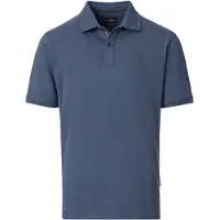 Casamoda polo blauw korte mouw 2-knoops gemêleerd