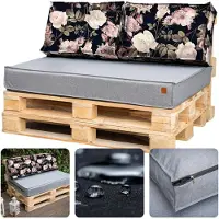 Blomster Outdoor - Tuinkussens Set voor Palletmeubels - Waterafstotend - Europallet - 120x80x15 cm