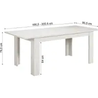 Homestyle4u Eettafel - 160x90 cm - Uitschuifbare Eetkamertafel - Massief hout - Wit