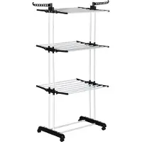 HOMCOM Wasdroogrek - Staal - 73x64x177cm - Zilver