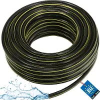 KOTARBAU Tuinslang, PVC, 50 m, Zwart Geel, 1 Inch, Versterkte Tuinslang, Waterslang Voor Tuin, Flexibel Duurzaam, 4-Lagen, Bewateringsslang, Tuinbewateringsslang