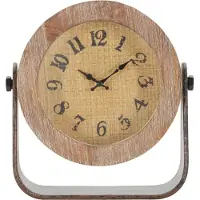 Mauro Ferretti , ronde tafelklok, 23,5x7x24 cm, bruin
