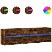vidaXL Tv-meubel met LED 180x34x50 cm bewerkt hout gerookt eikenkleur