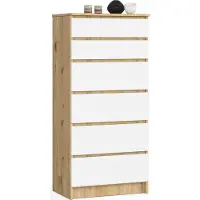 Akord Ladekast K60 met 6 Lades / Furniture Factory / Artisan Eik - Wit / 60 x 130 x 40 cm