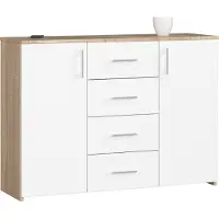 Akord Ladekast K45 met 4 Lades en 2 Deuren / Furniture Factory / Sonoma Eik - Wit / 110 x 80 x 35 cm