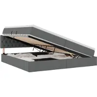 vidaXL Opbergbed met matras Donkergrijs 200 x 200 cm fluweel