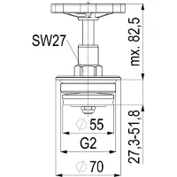 Schlosser JS vetkamer-aansluiting, recht/schuin, stijgstuk, DN50, 2 inch, messing, EPDM
