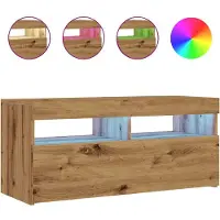 vidaXL Tv-meubel met LED 90x35x40 cm bewerkt hout artisanaal eiken