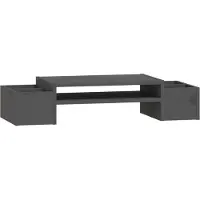 vidaXL Monitorstandaard 70x27,5x15 cm massief grenenhout grijs
