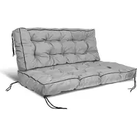 AIO Factory Set tuin kussens met hoge rand, 120/80 cm + 120/40 cm, geschikt voor een palletbank, waterdicht, grijs