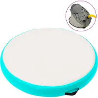 The Living Store Gymnastiekmat met pomp opblaasbaar 100x100x20 cm PVC groen - Airtrack - Gym Mats - Yogamat - Trainingsmat - Pvc Mat