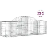 vidaXL Gabionen met boogvorm, 50 stuks, 200x50x60/80 cm, verzinkt staal