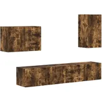 vidaXL Tv Wandkast Set 4 st Rook Eiken Bewerkt hout