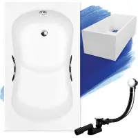 Badland ARIA REHAB ligbad 120 x 70 cm wit met baddrager met handgrepen