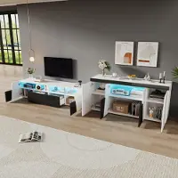 STILVORA Tv-Meubel Met Ledverlichting - Hoogglans Front En Veel Opbergruimte - Voor Woonkamer - Spaanplaat;Mdf - 180x38,5x45 Cm