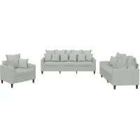 vidaXL 3-delige Loungeset met kussens fluweel lichtgrijs