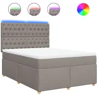 vidaXL Boxspringbed met matras, taupekleurig, 140x200 cm, met stoffen bekleding